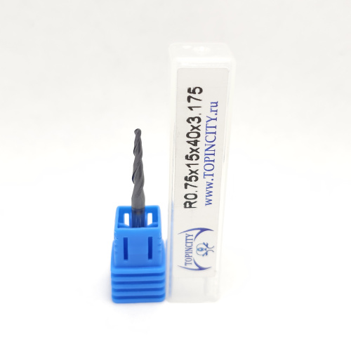 R0.75x15x40x3.175 - Конусная фреза сферическая