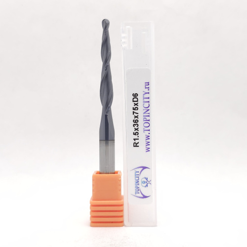 R1.5x36x75xD6 - Конусная фреза сферическая