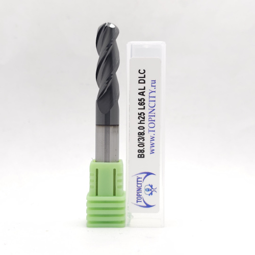 B8.0/3/8.0h25L65 AL DLC - Сферическая фреза по цв.металлам