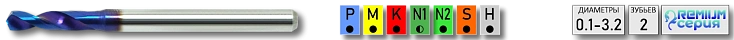 Свёрла с покрытием nACo на хвостовике 3.175мм